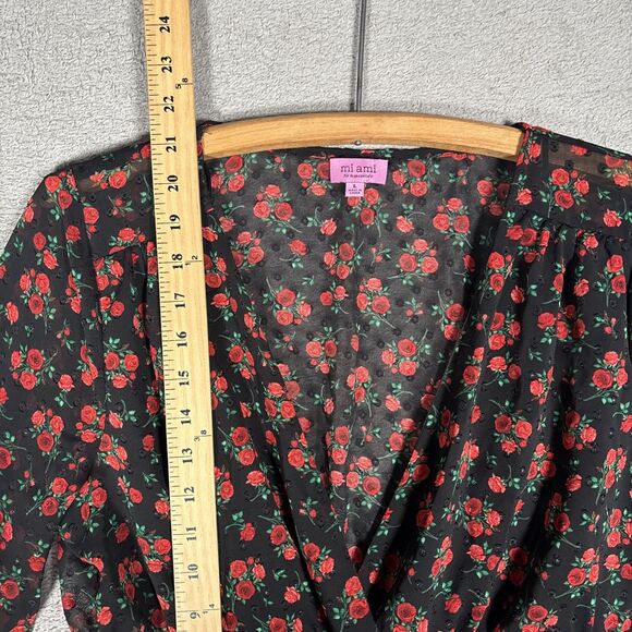 Mi Ami Francescas Top Size L Babydoll Rose Sheer Whimsigoth Dark Fairy Witchy - Picture 9 of 14